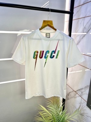 Gucc i White Drop Shoulder Super Premium Round Neck T-shirt F2442-WH