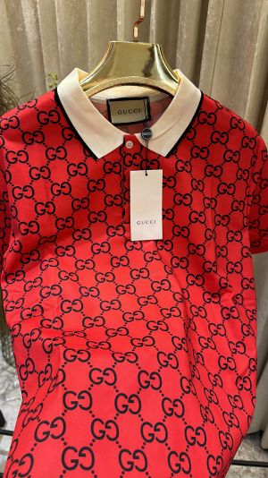 GUCC_I MONOGRAM LOGO PRINT PREMIUM RED POLO TSHIRT