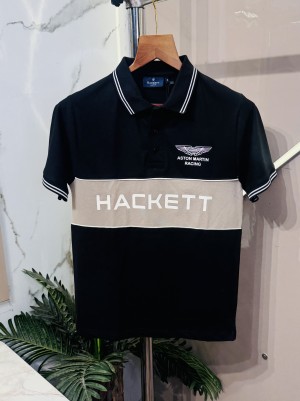 Sale.HACKETT.ASTON.MARTIN.NAVY.IMPORTED.MATTY.COTTON.LYCRA.FABRIC.POLO.T-SHIRT