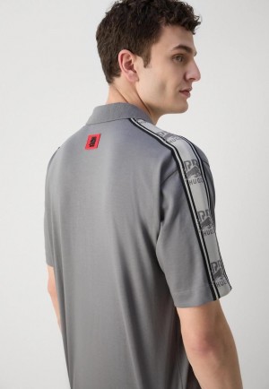 Hugo  Boss Grey Logo Work Premium Polo T-Shirt
