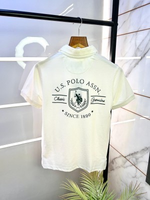 Us Polo Off-White Embroidery Back Print Premium Collar Neck T-shirt F2306-OF