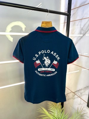 Us Polo Blue Back Printed Premium Collar Neck T-shirt F2306-BU