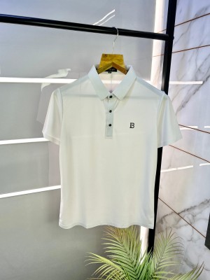 Balmai n Paris Imported Polo Super Premium White Collar Neck T-shirt F2450-WH