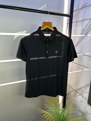 Balmai n Paris Imported Polo Super Premium Black Collar Neck T-shirt F2450-BL