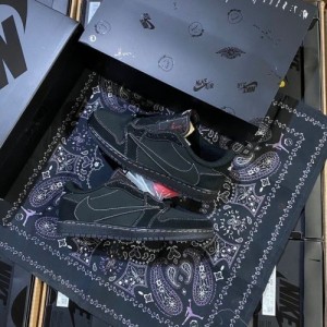 wmn Travis Scott x Air Jordan 1 Low OG Black Phantom With Same Full Kit S Show In Image same Packing