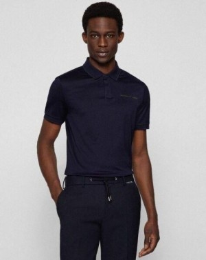 Porsch e Bos s Premium Polo With 240 gsm Interlock Cotton lycra Fabric With Branded Logo Navy Blue 2121