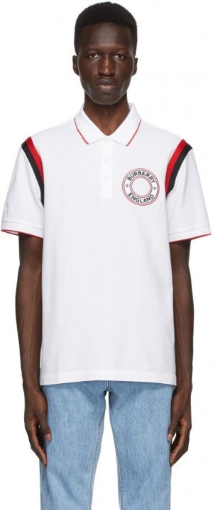 Burberr y classic polo with 240 gsm interlock cotton lycra fabric White 1724