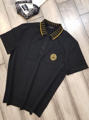 Versac_e Premium Polo With Collar And Sleeves Design Black 2016