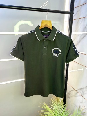 Us Polo Olive Premium Collar Neck Polo T-shirt F2306-OI