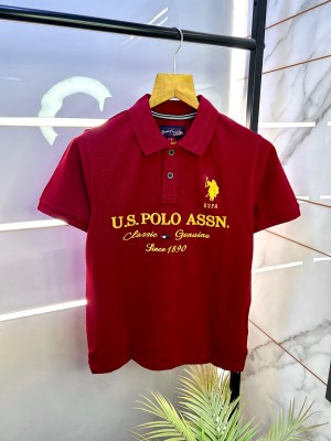 Us Polo Maroon Premium Collar Neck Polo T-shirt F2306-MA