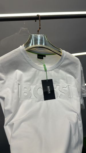  HUGO_BOSS LOGO EMBOSSED PREMIUM WHITE TSHIRT