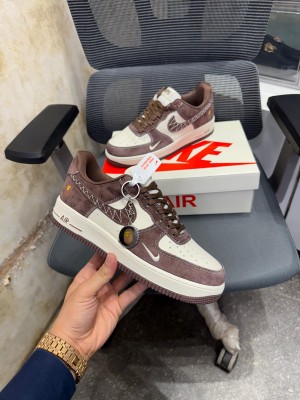 Bape X Nikkee Airforce 1 Beige Brown 1st Leather FIXED
