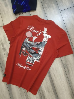 Rare Rabbi t Premium Round Neck Tshirt Back side printed Design Red 2163