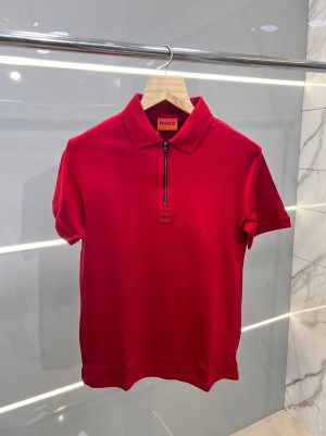 Hug_o Bos_s Premium Imported Patch Logo with Front Zip T-shirt Red sale offer [567]