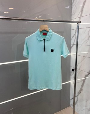 Hugo Bos s Metal Logo Designer Polo Zip Style T-shirt with Brand Box sale offer (728)