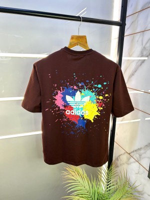 Adida s Back Printed Brown Off Shoulder Premium Round Neck T-shirt F2385-BR