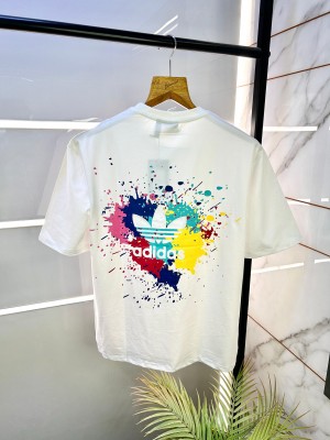 Adida s Back Printed White Off Shoulder Premium Round Neck T-shirt F2385-WH