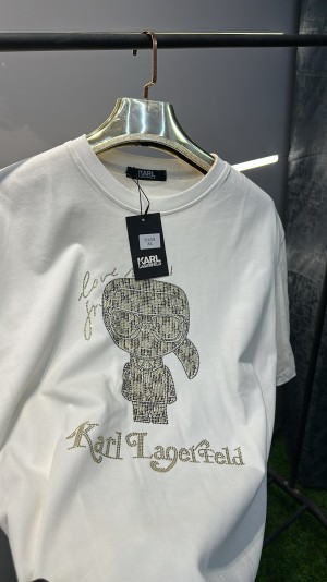 KARL_LEGARFELD DIAMOND LOGO PREMIUM WHITE TSHIRT