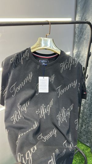 TOMMY_HILFIGER LOGO MONOGRAM PRINT PREMIUM BLACK TSHIRT