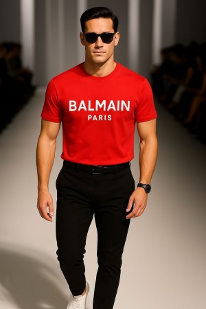 Sale.Balmain.Imported.Cotton.Lycra.Fabric.Embossed.Printed.T-Shirt