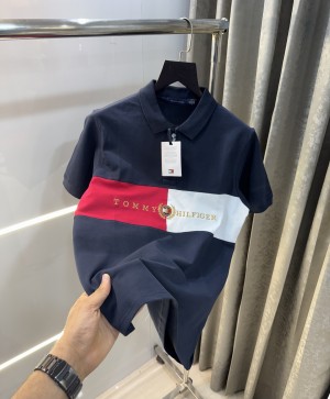 Tommy  Hilfiger Navy Blue Embroidery Logo Premium Polo T-Shirt