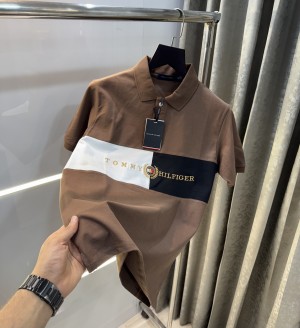 Tommy  Hilfiger Brown Embroidery Logo Premium Polo T-Shirt