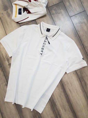 Hacket Imported Zip Style Premium Polo With 240Gsm Interlock Cotton Lycra Fabric White 1832