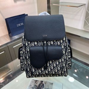 Christian  Dior_ saddle backpack beige  black  oblique jacquard and grained calfskin bag with dust cover premium quality 