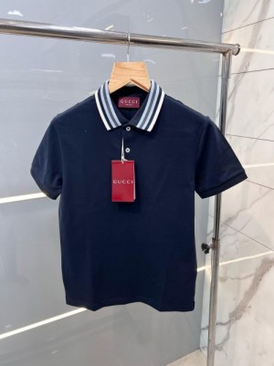 Gucc i Premium Polo With 240Gsm Interlock Cotton Lycra Fabric and Collar Design Navy 2003