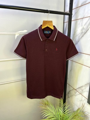Ralph_Lauren Polo Wine Imported Knitted Premium Collar T-shirt F2489-WI