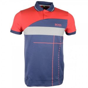 Big sale BOSS RED NAVY PRINTED PREMIUM POLO T-SHIRT