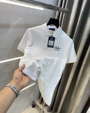 Fredperry White Embroidery Logo Premium Polo T-Shirt