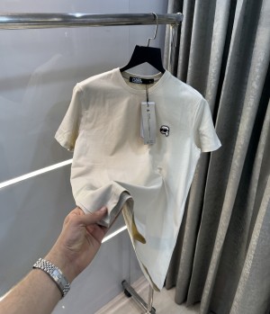 Karl Lagerfeld Beige Logo Patch Imported T-Shirt