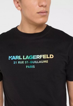 Karl Lagerfeld Navy Blue Logo Print Imported T-Shirt