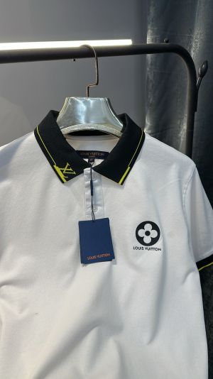 LV LOGO EMBOSSED PREMIUM WHITE POLO TSHIRT