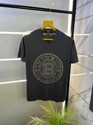 Sale Balmai n Paris Dark Grey Imported Round Neck Premium T-shirt With Carry Bag F2491-DGY
