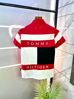 Tommy_Hilfiger Red Back Print Polo Premium Collar T-shirt F2513-RE