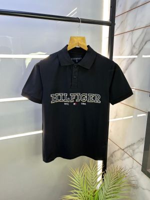 Tommy_Hilfiger Black Polo Premium Collar T-shirt F2515-BL