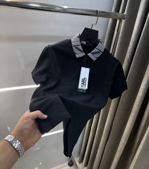 Karl Lagerfeld Black Collar Look Premium Polo T-Shirt