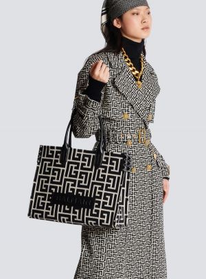 Balmain_B-Army_42_Monogrammed_Leather_Tote_Bag_With_Dust_Bag_(Black-590)