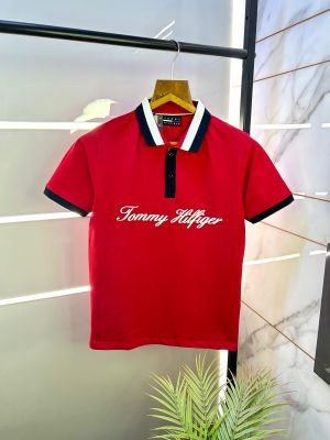Tommy_Hilfiger Red Polo Premium Collar Neck T-shirt F2578-RE