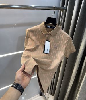 Karl Lagerfeld Beige Monogram Premium Polo T-Shirt