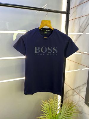 Hugo_Boss Embossed Print Navy Premium Round Neck T-shirt F2490-NY