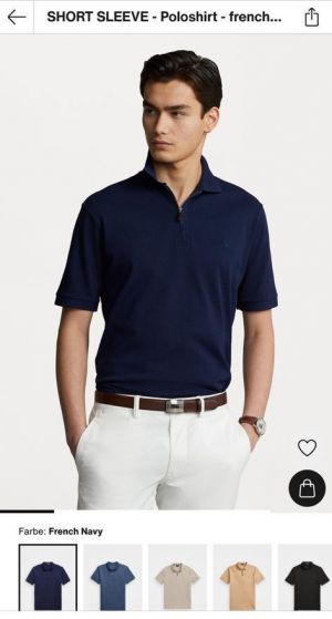 Ralph_Lauren Polo Zipper Navy Premium Collar Neck T-shirt F2569-NY