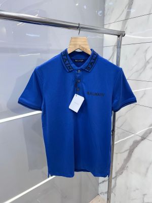 Balmai n Blue 240 GSM Interlock Lycra Fabric Polo Tshirt with Collar Design and Emboss Patch (775)