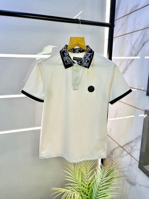 Balmai n Paris Logo White Polo Premium Collar Neck T-shirt F2587-WH