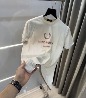 Fredperry Cream Logo Print Imported T-Shirt