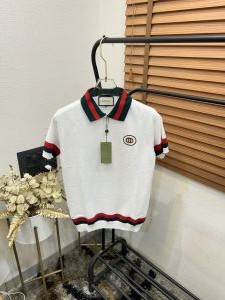 Gucc_i GG Knitted Imported Cotton Stretchable Polo T-shirt
