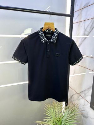 Coac h Logo Black Polo Premium Collar Neck T-shirt F2588-BL