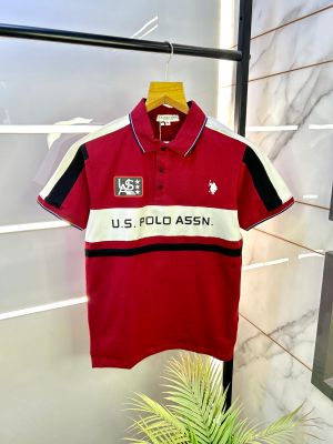 Us Polo Maroon Premium Collar Neck T-shirt F2457-MA